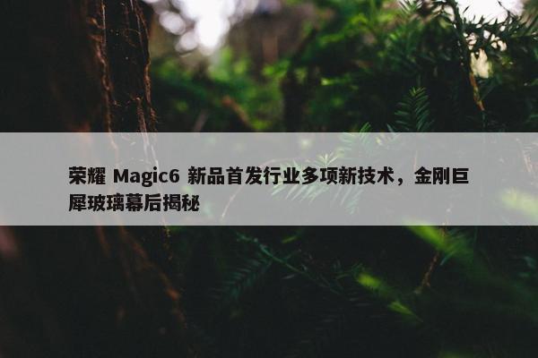 荣耀 Magic6 新品首发行业多项新技术，金刚巨犀玻璃幕后揭秘