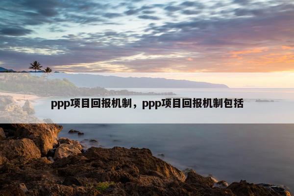 ppp项目回报机制，ppp项目回报机制包括